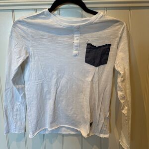 GUESS Boys SIZE 12 White & Black Long Sleeve Tee Shirt